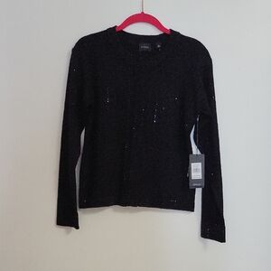 Cyrus Black Beaded Front Snap Closure Cardigan Small NEW